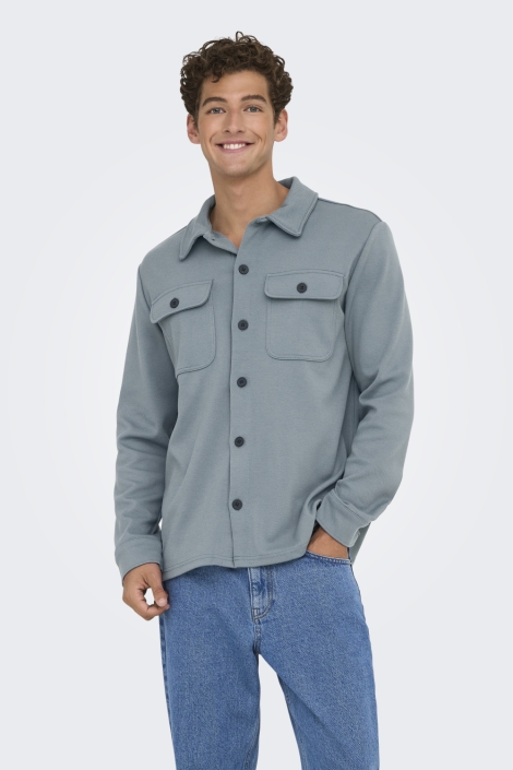 Only & Sons blauwe heren overhemd | Model vooraanzicht