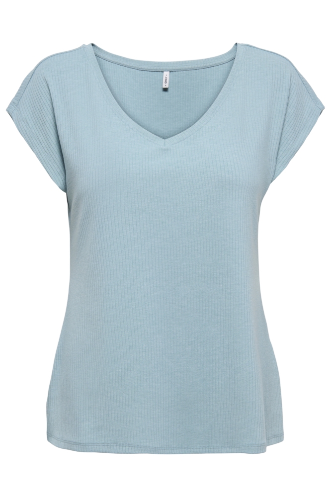 Only blauwe dames t-shirt | Vooraanzicht