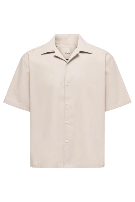 Only & Sons beige heren overhemd | Vooraanzicht