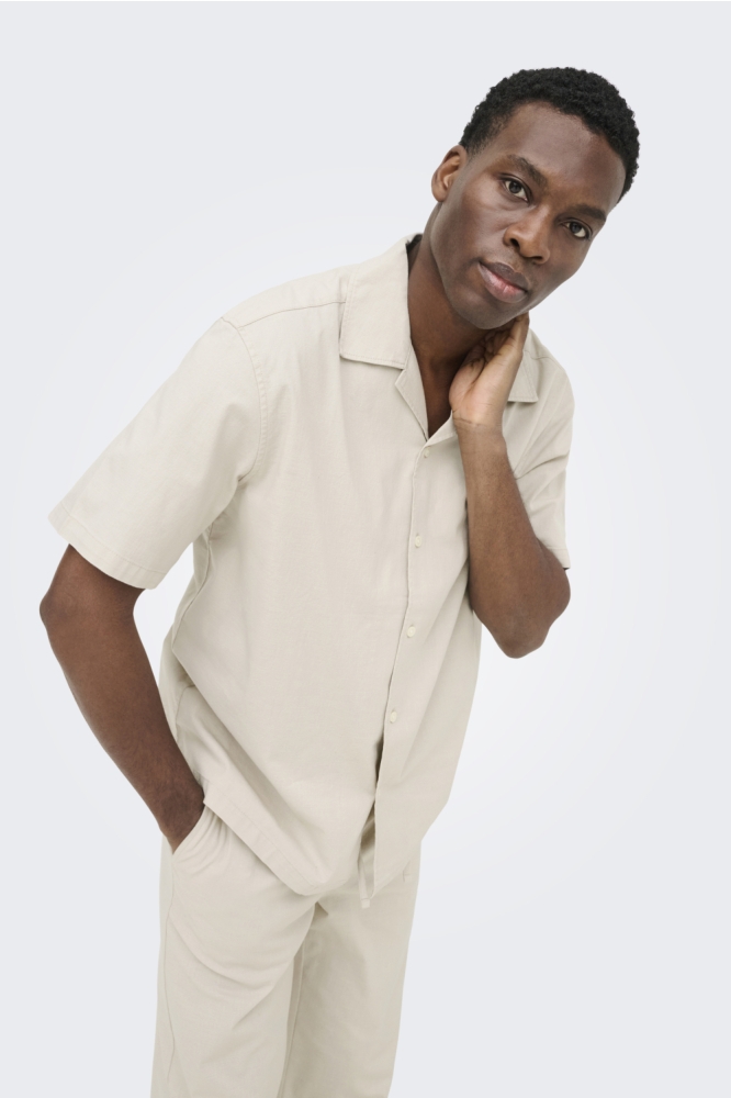 Only & Sons beige heren overhemd | Model