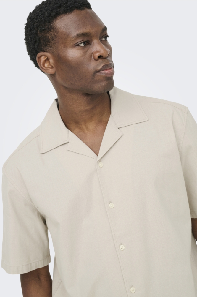 Only & Sons beige heren overhemd | Close up