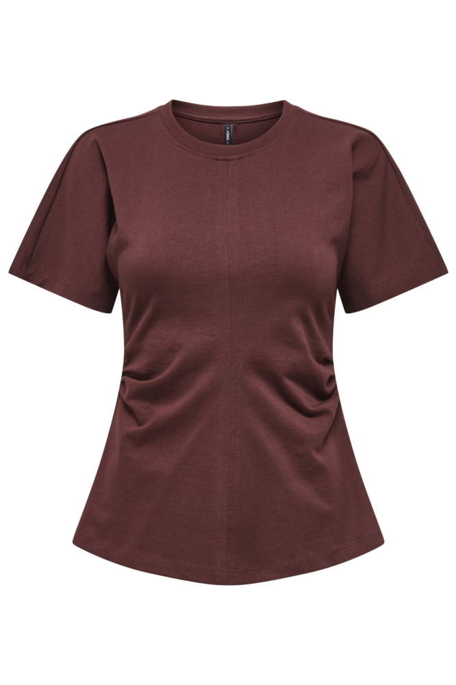 Only bruine dames t-shirt | Vooraanzicht