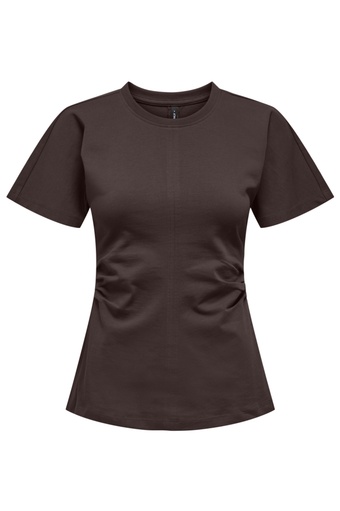 Only bruine dames t-shirt | Vooraanzicht