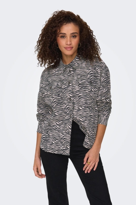 Jacqueline de Yong grijze dames jas | Model vooraanzicht