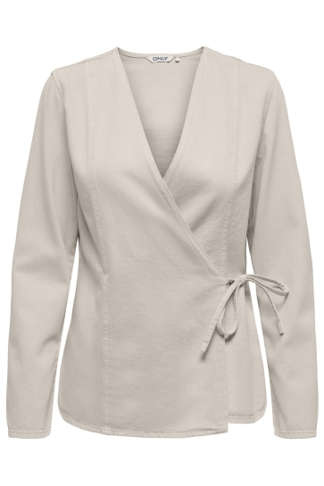 Only ONLSILLA L/S TIE WRAP BLOUSE CC PNT 15364343 PUMICE STONE