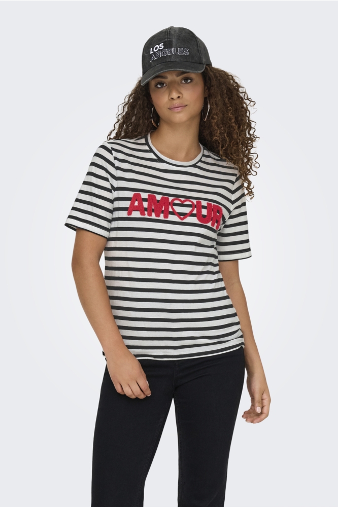 Only witte dames t-shirt | Model vooraanzicht