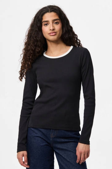 Pieces T-shirt PCMAY LS TOP JRS BC 17154481 BLACK/BRIGHT