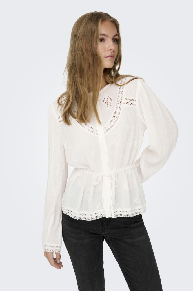 Jacqueline de Yong witte dames blouse | Model vooraanzicht