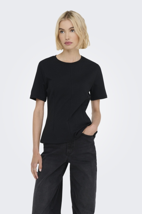 Jacqueline de Yong zwarte dames t-shirt | Model vooraanzicht