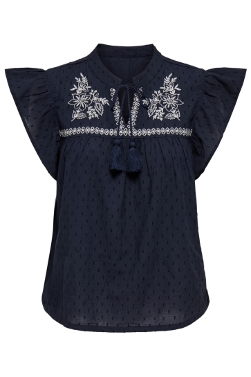 Jacqueline de Yong JDYKAYA S/L EMBROIDERY TOP WVN EXP 15372219 NIGHT SKY