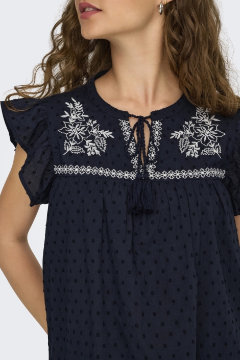 Jacqueline de Yong blauwe dames top | Close up