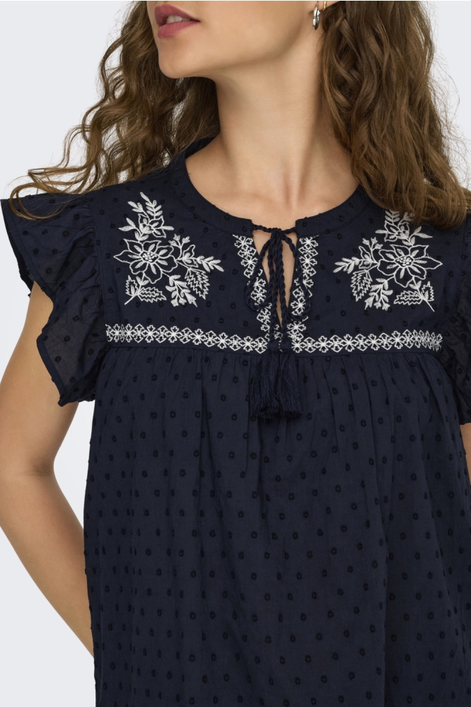 Jacqueline de Yong blauwe dames top | Close up