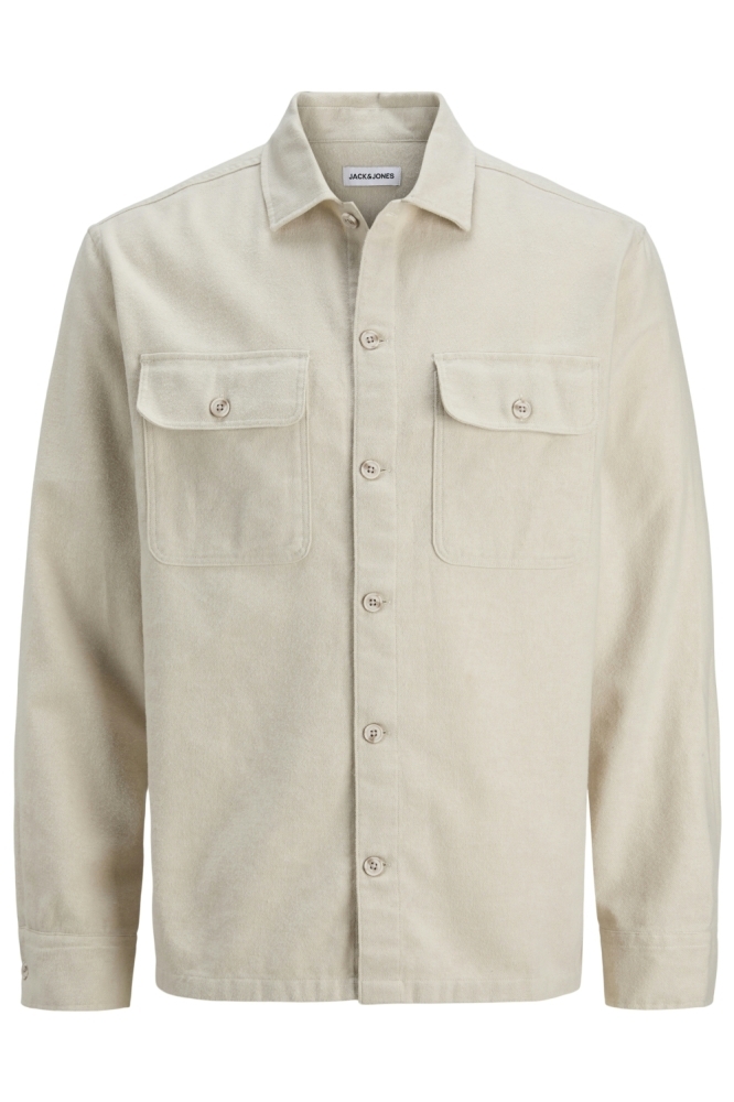 Jack & Jones beige heren overhemd | Vooraanzicht