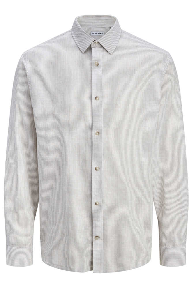 Jack & Jones beige heren overhemd | Vooraanzicht