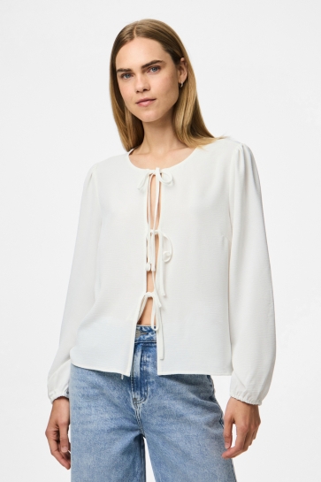 Pieces PCTIFFANY LS TIE TOP WVN NOOS BC 17158213 Cloud Dancer