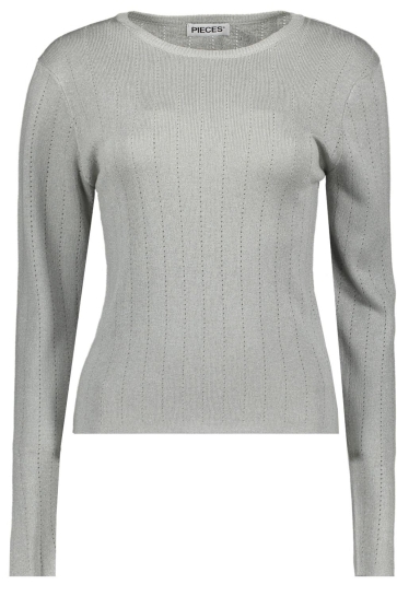 Pieces T-shirt PCSALIMA LS O-NECK KNIT TOP FC 17160196 Silver/DTM lurex