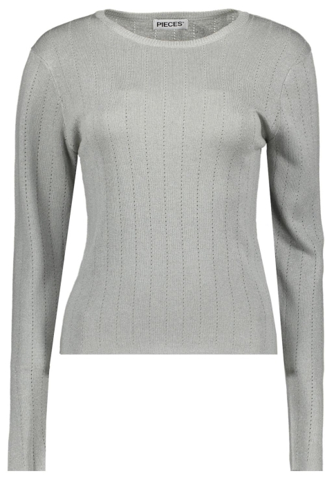 Pieces grijze dames t-shirt | Vooraanzicht