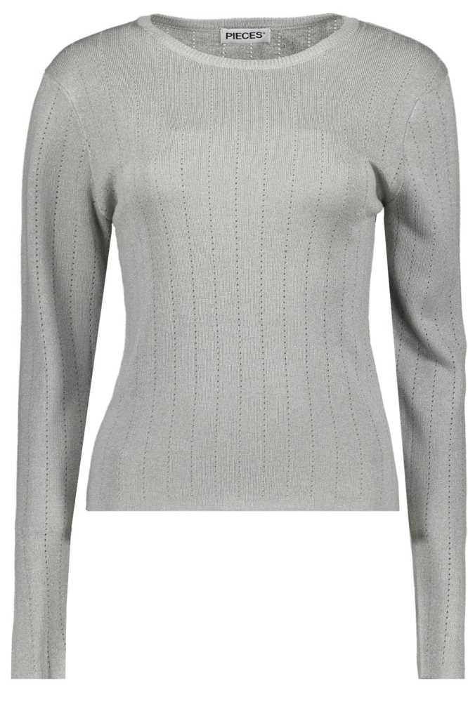 Pieces grijze dames t-shirt | Vooraanzicht