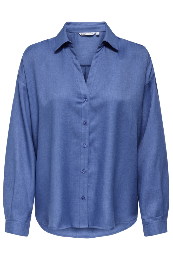 Only blauwe dames blouse | Vooraanzicht