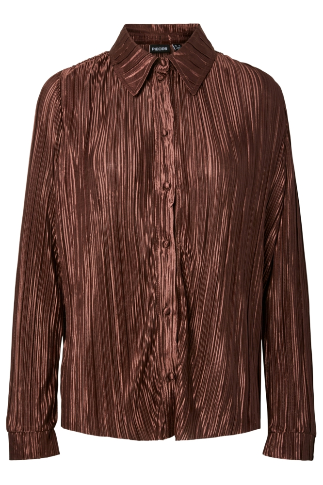 Pieces bruine dames blouse | Vooraanzicht