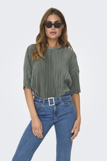 Only T-shirt ONLRAVENNA S/S PLISSE TOP NOOS JRS 15318506 AGAVE GREEN
