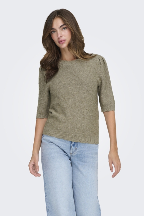 Only groene dames trui | Model vooraanzicht