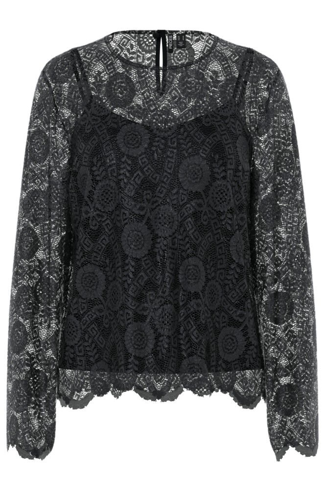 Pieces zwarte dames t-shirt | Achteraanzicht