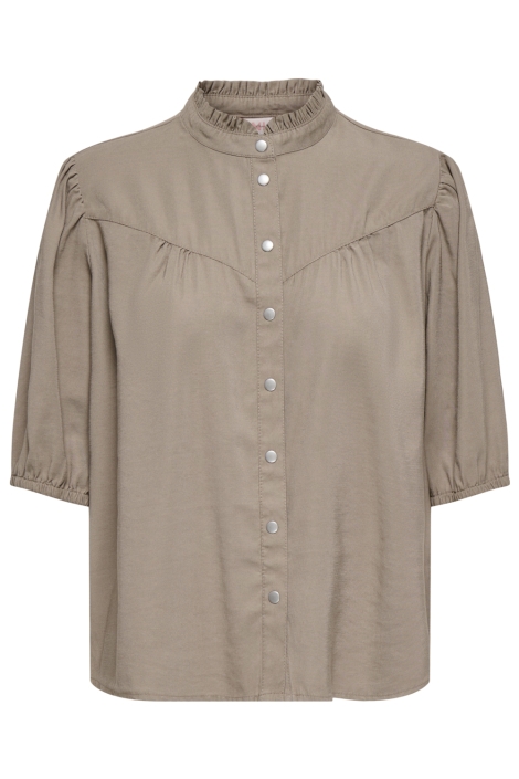Only taupe dames blouse | Vooraanzicht