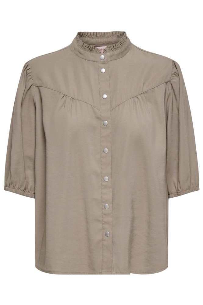 Only taupe dames blouse | Vooraanzicht