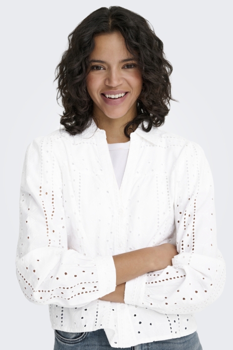 Only witte dames blouse | Model vooraanzicht