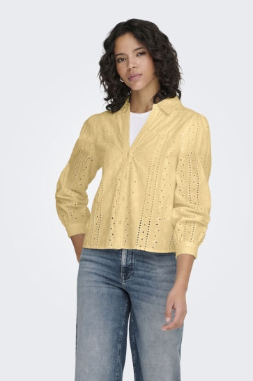 Only onlloretta ls emb feminin blouse wv Geel