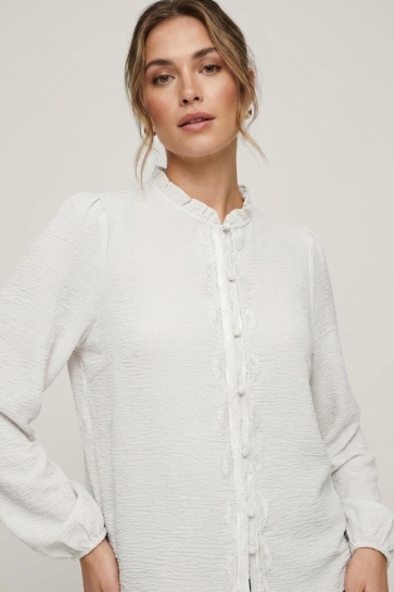 Only Blouse ONLMETTE LIFE LS LOOSE LACE TOP WVN 15364350 CLOUD DANCER