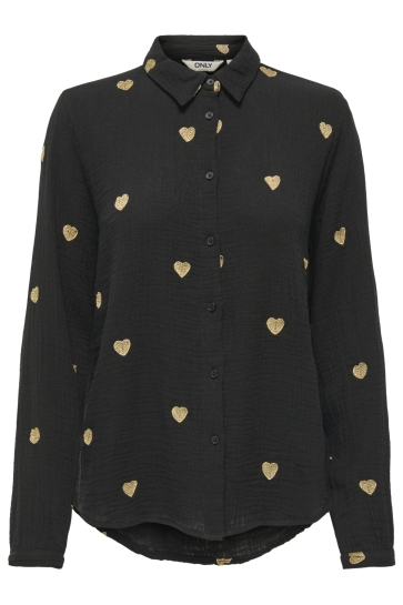 Only onlnoella-mia l/s kiss shirt wvn cs Zwart