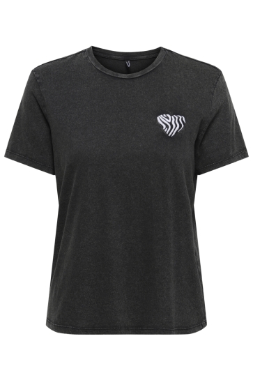 Only onllucy life s/s emb. top box cc jr Zwart