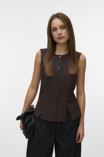 Vero Moda Gilet VMSELMA WAISTCOAT WVN NOOS 10345675 CHOCOLATE TORTE