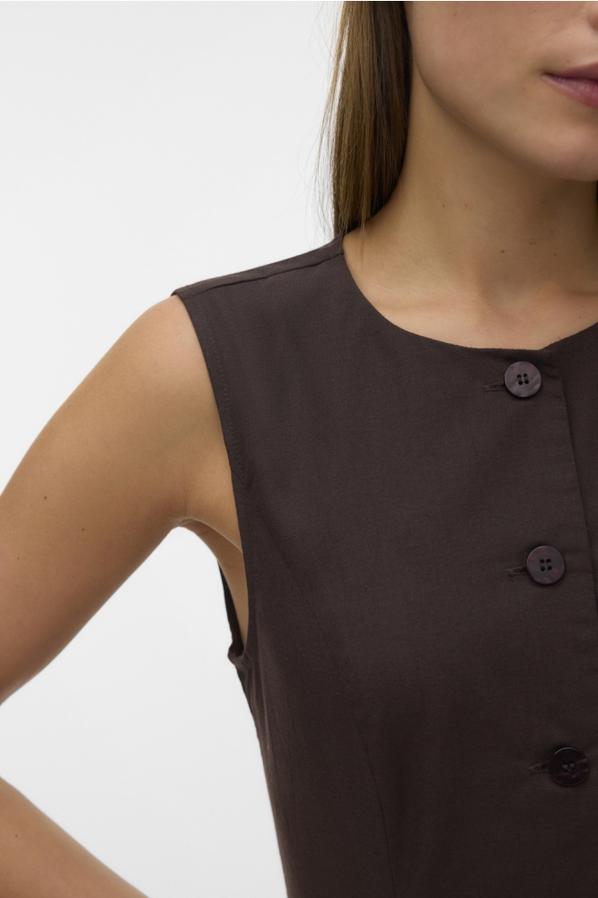Vero Moda bruine dames gilet | Close up