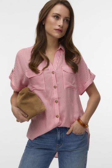 Vero Moda vmbumpy ss shirt wvn noos Rood