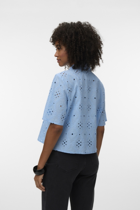 Vero Moda blauwe dames blouse | Model achteraanzicht
