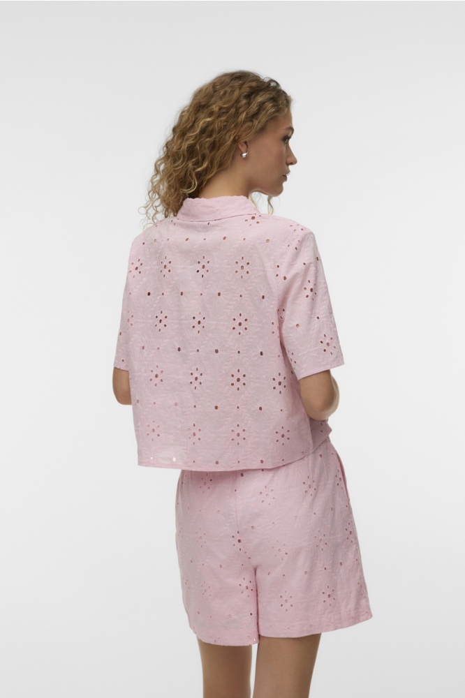 Vero Moda roze dames blouse | Model achteraanzicht