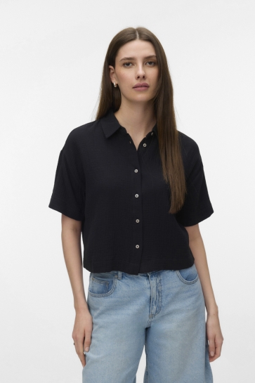 Vero Moda Blouse VMNATALI SS CROP SHIRT WVN NOOS 10346921 BLACK