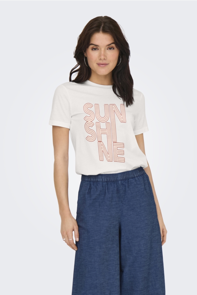Jacqueline de Yong witte dames t-shirt | Model vooraanzicht