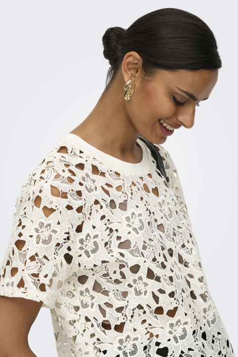 Jacqueline de Yong witte dames t-shirt | Close up