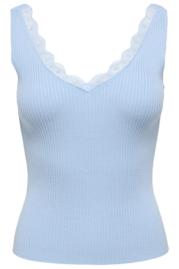 Jacqueline de Yong jdynanna s/l v-neck lace top knt Blauw