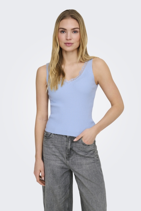 Jacqueline de Yong blauwe dames top | Model vooraanzicht
