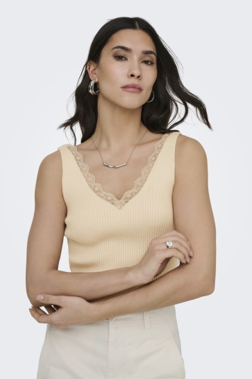 Jacqueline de Yong Top JDYNANNA SL V NECK LACE TOP KNT 15366202 Fog