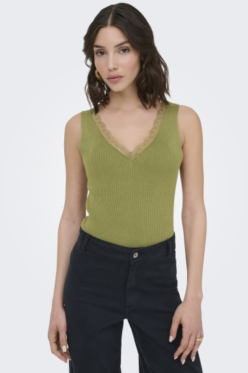 Jacqueline de Yong Top JDYNANNA SL V NECK LACE TOP KNT 15366202 Dried Herb