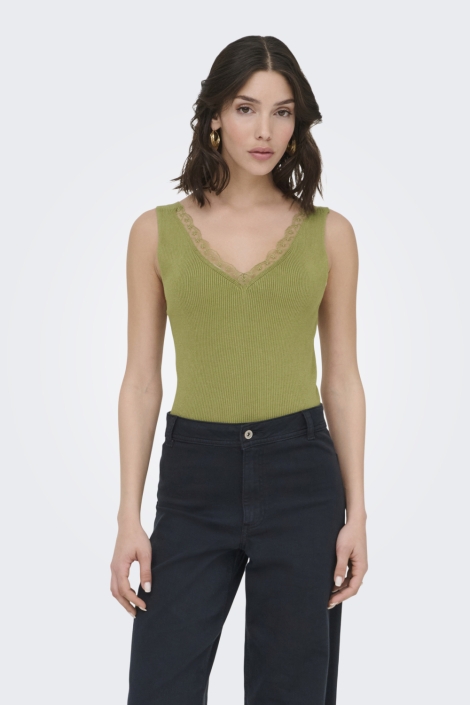 Jacqueline de Yong groene dames top | Model vooraanzicht