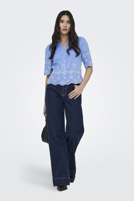 Jacqueline de Yong blauwe dames blouse | Model