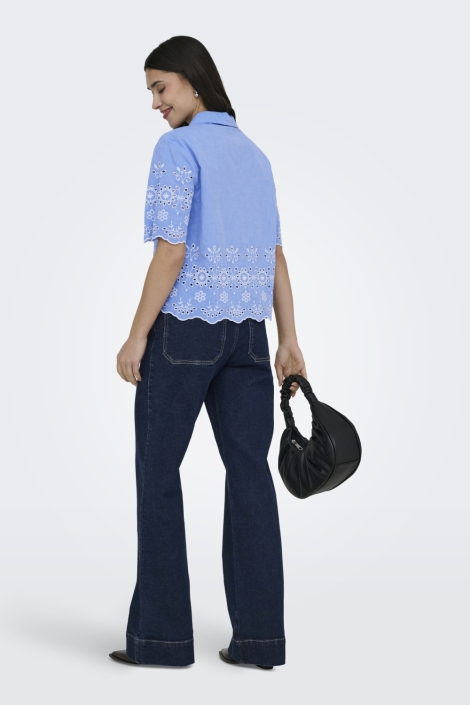 Jacqueline de Yong blauwe dames blouse | Model