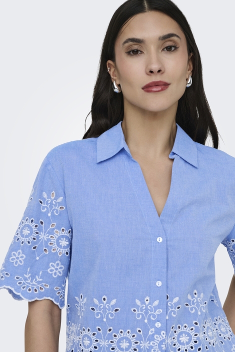 Jacqueline de Yong blauwe dames blouse | Close up